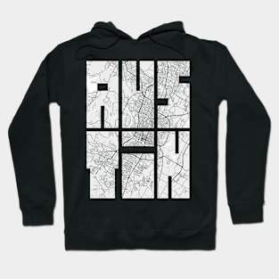 Austin, Texas, USA City Map Typography - Light Hoodie